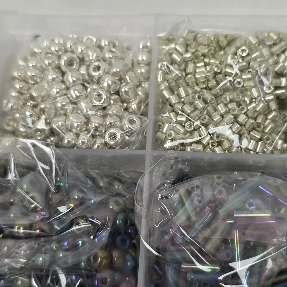 Mixed Jewelry Making Bead Assortment in Organizer Case Glass Plastic Metallic